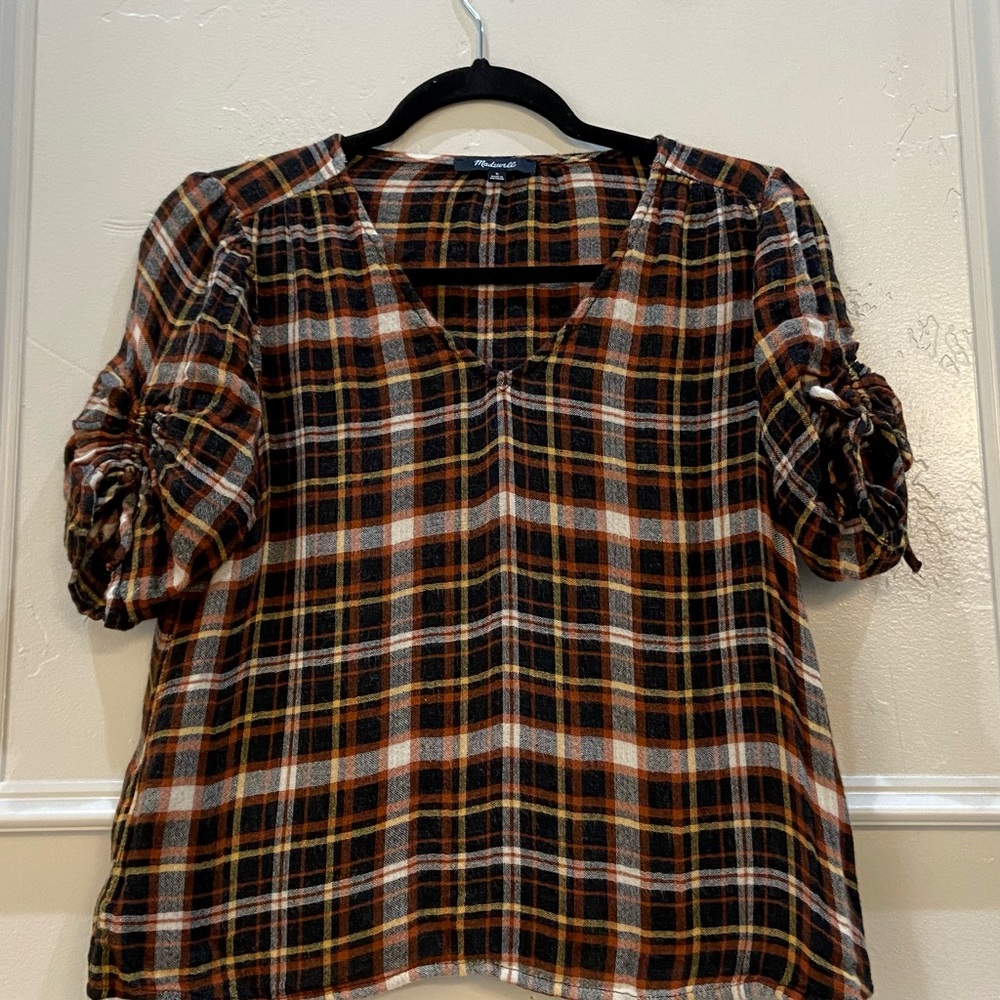 Madewell plaid blouse Small